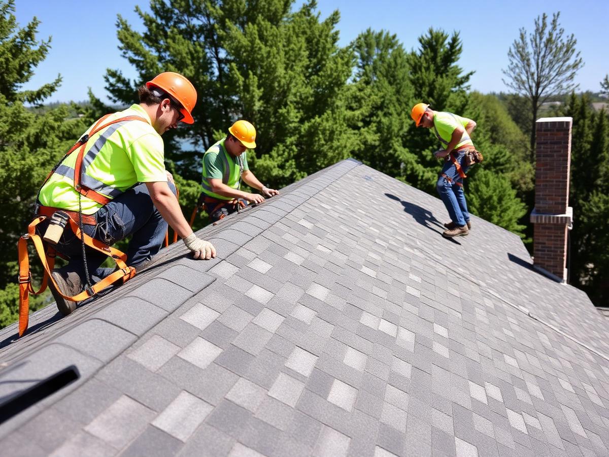 Demox Roofing crew installing premium shingles in Toronto